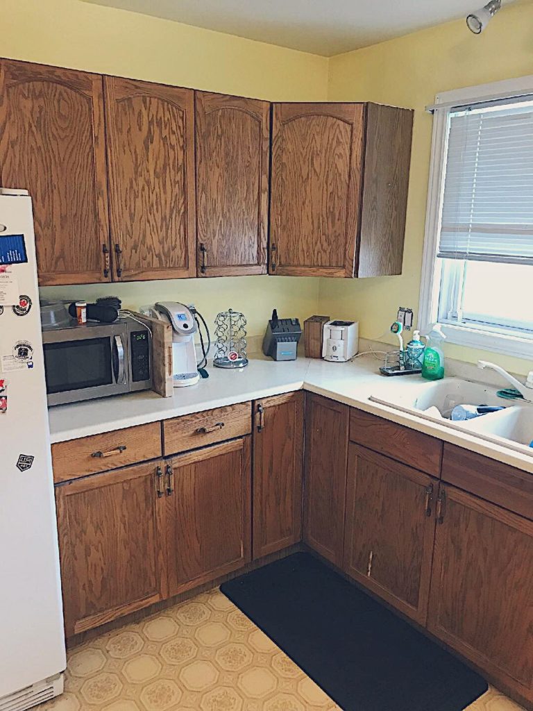 Original oak cabinets. 